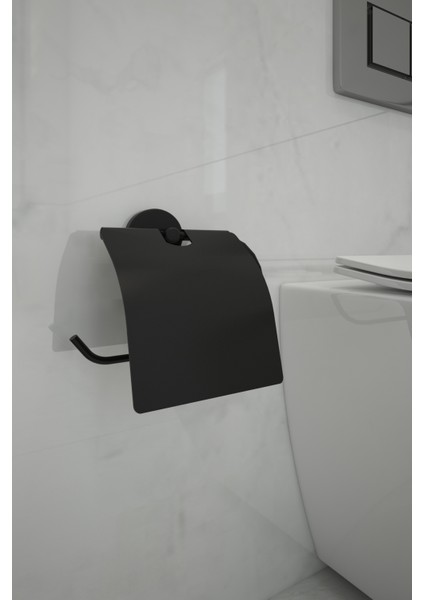 Siyah Yapışkanlı Kare Tuvalet Kağıtlık Wc Askılık Wc Kağıtlık