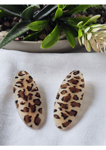 Leopar Desen Pens Kadın Yan Toka
