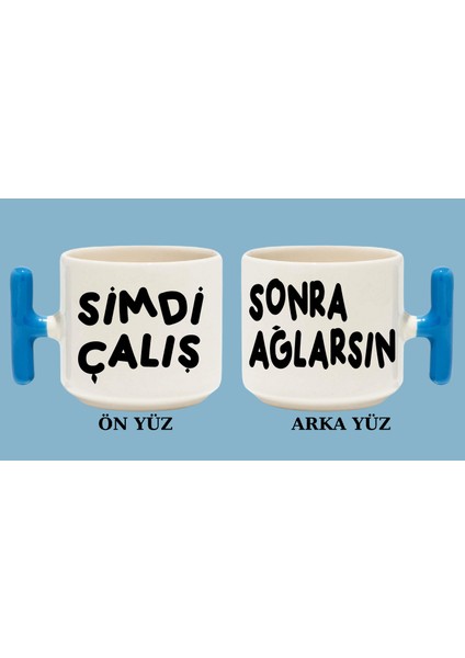 Latte Fincanı T Kulp Mavi