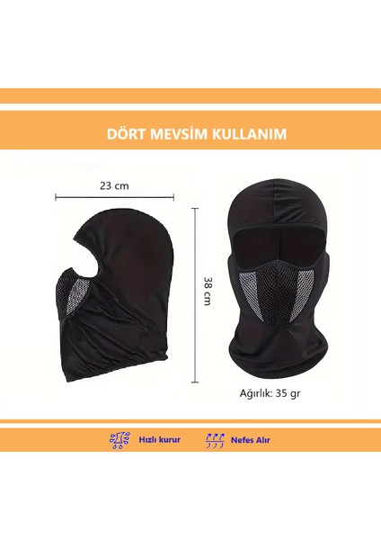 Motorcular Için Sarı-Siyah Yüz Maskesi- Soğuk, Rüzgar ve Güneşten Yüz Koruyucu fiyatları