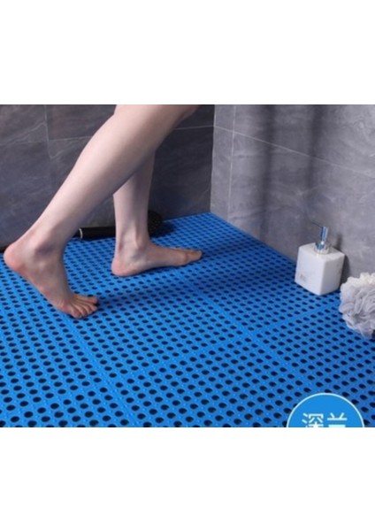 Pvc Paspas Mavi Yeni Islak Zemin Kare Petek Mat Kaymaz Banyo Paspas