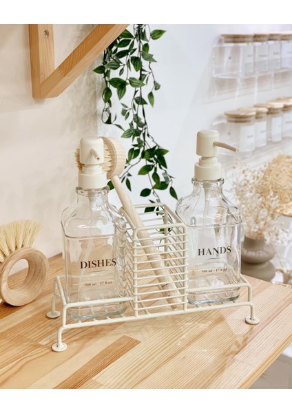 Standlı Cam Sıvı Sabunluk Seti – Çiftli 500 ml Dispenser + Demir Süngerlik – Şık ve Dayanıklı Tasarım Mutfak Sabunluk fırsatları