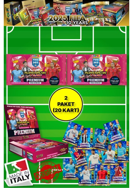 Panini Fifa 365 - 2025 Official Special Edition Premium Card Futbolcu Kartları - 2 Paket (20 Kart)