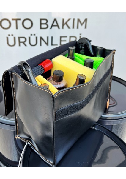 15 Parça Premium Deri Çantalı Lüks Plastik Yenileyicili Oto Bakım Oto Yıkama Seti fırsatları