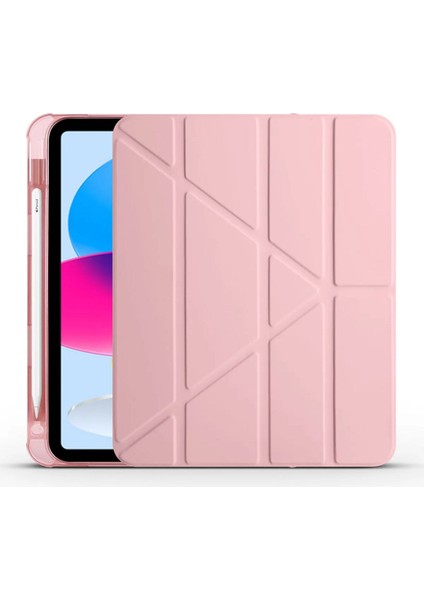 iPad 10.9 2022 10.Nesil Uyumlu Klavye Mouse Set + Kalem Bölmeli Standi Tablet Kılıfı