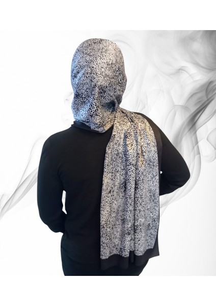 Leopar Desen Siyah/beyaz Şal