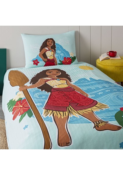 Lisanslı Disney Moana Island Tek Kişilik Pamuk Pike Takımı
