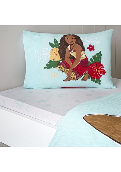 Lisanslı Disney Moana Island Tek Kişilik Pamuk Pike Takımı