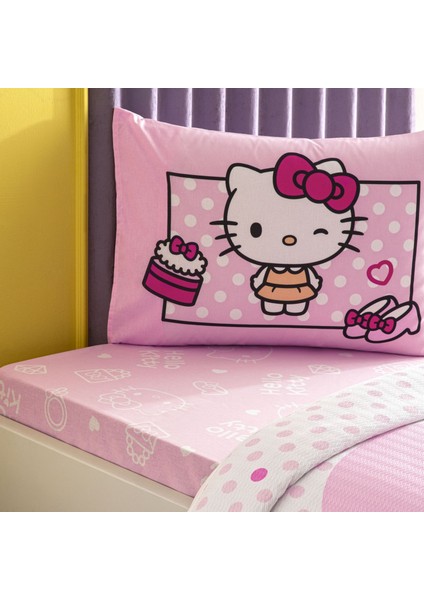 Lisanslı Hello Kitty Cake Tek Kişilik Pamuk Pike Takımı modelleri