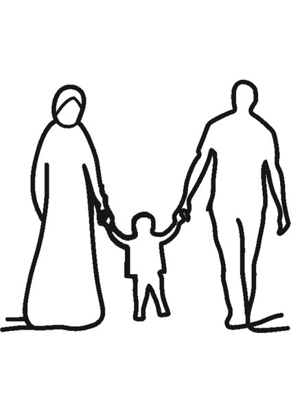 Aile Figürlü Tesettürlü Anne - Baba - Küçük Erkek Çocuk Siyah Dekor Biblo - Bioplastik