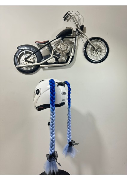 Motor & Motosiklet Kask Dış Aksesuar Çift Mavi Ombreli Örgü Saç fiyatları
