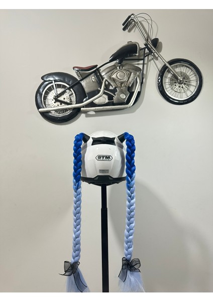Motor & Motosiklet Kask Dış Aksesuar Çift Mavi Ombreli Örgü Saç indirimleri