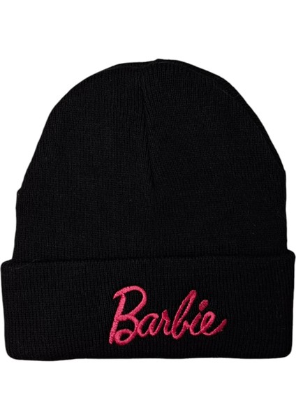 Kız Çocuk Siyah Renk Barbie Figürlü Kışlık Bere modelleri
