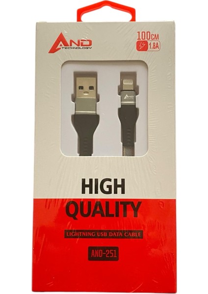 Lightning USB Örgülü 1.8A Şarj Kablosu