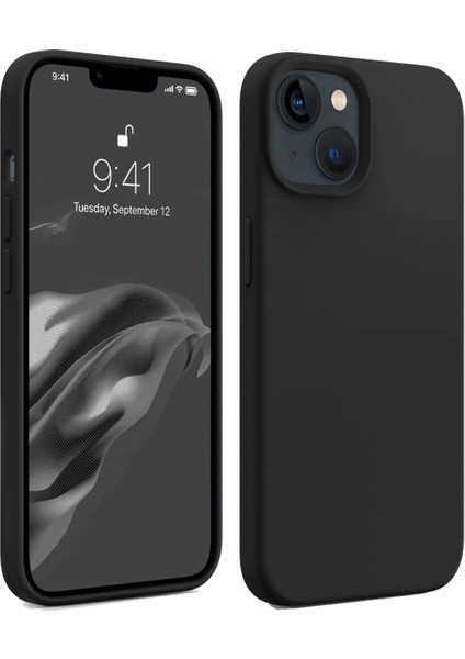 Apple iPhone 14 Plus Uyumlu Premium Lansman Liquid Silikon Kılıf Içi Kadife-Siyah