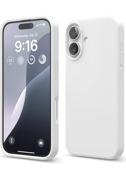 Apple iPhone 16 Plus Uyumlu Premium Lansman Liquid Silikon Kılıf Içi Kadife-Beyaz
