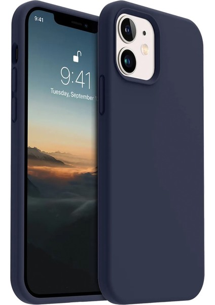 iphone 12/12 Pro Uyumlu Premium Lansman Liquid Silikon Kılıf Içi Kadife-Gece Mavisi