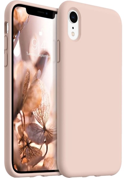 Apple iPhone Xr Uyumlu Premium Lansman Liquid Silikon Kılıf Içi Kadife-Kum Pembe