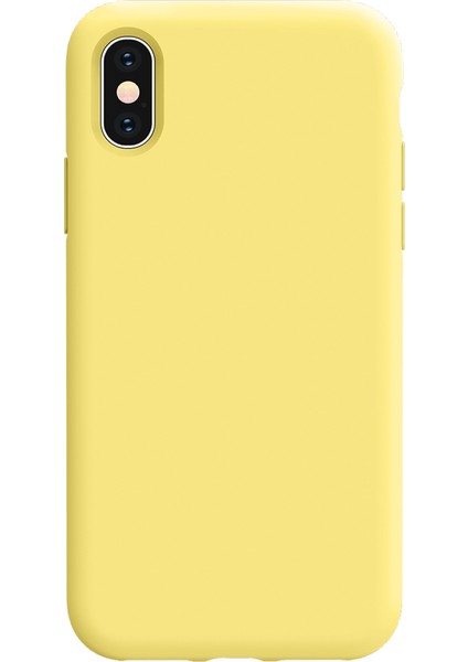 iphone x ve Xs Uyumlu Premium Lansman Liquid Silikon Kılıf Içi Kadife-Sarı