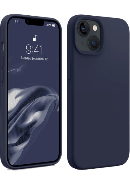 Apple iPhone 15 Uyumlu Premium Lansman Liquid Silikon Kılıf Içi Kadife-Gece Mavisi