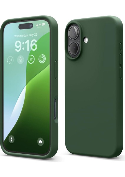 Apple iPhone 16 Plus Uyumlu Premium Lansman Liquid Silikon Kılıf Içi Kadife-Yeşil