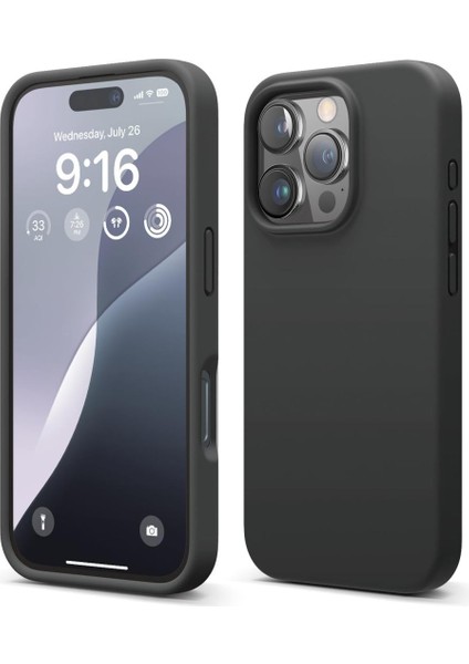 Apple iPhone 16 Pro Max Uyumlu Premium Lansman Liquid Silikon Kılıf Içi Kadife-Siyah