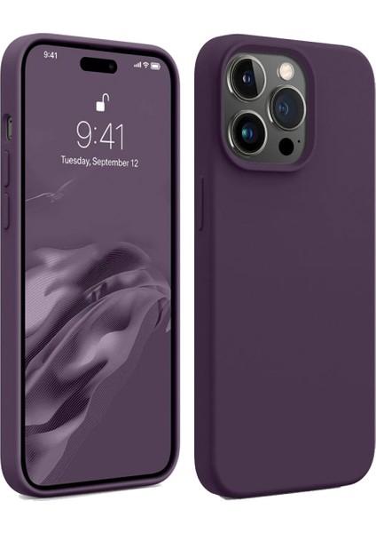 Apple iPhone 14 Pro Uyumlu Premium Lansman Liquid Silikon Kılıf Içi Kadife-Derin Mor