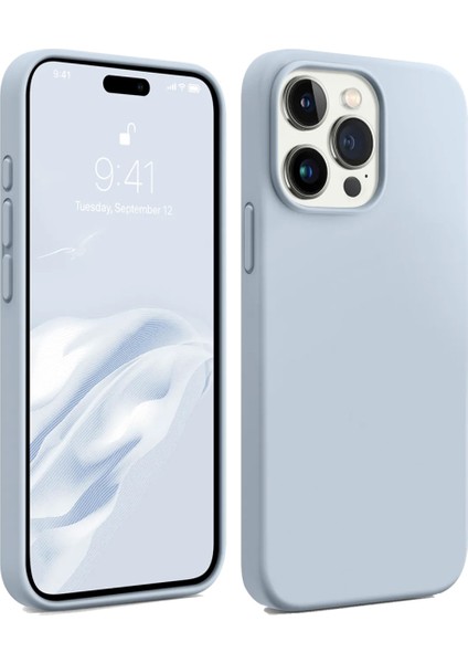 Apple iPhone 14 Pro Uyumlu Premium Lansman Liquid Silikon Kılıf Içi Kadife-Bebe Mavi