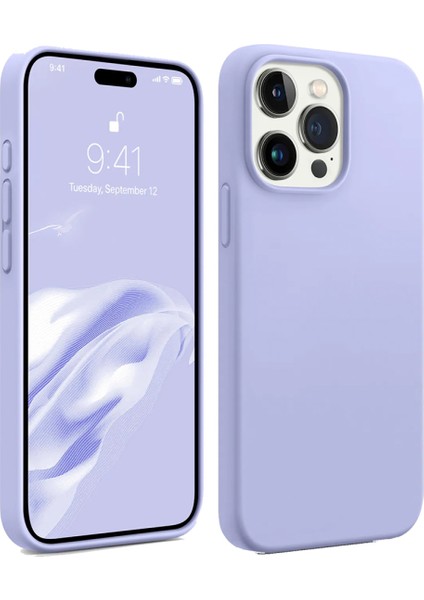 Apple iPhone 13 Pro Max Uyumlu Premium Lansman Liquid Silikon Kılıf Içi Kadife-Lila