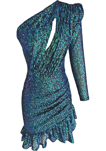 Tek Omuz Mini Elbise