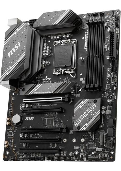 Msı B760 Gamıng Plus Wıfı Soket 1700 Ddr5 6800(OC) Pcı-E ,m.2 Usb3.2 Hdmı,dp 1x 2.5g Lan Wı-Fı 6e Atx