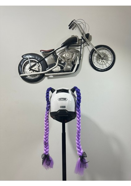 Motor & Motosiklet Kask Dış Aksesuar Çift Mor Ombreli Örgü Saç