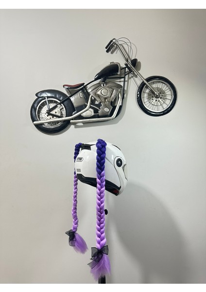 Motor & Motosiklet Kask Dış Aksesuar Çift Mor Ombreli Örgü Saç modelleri