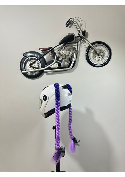 Motor & Motosiklet Kask Dış Aksesuar Çift Mor Ombreli Örgü Saç fırsatları