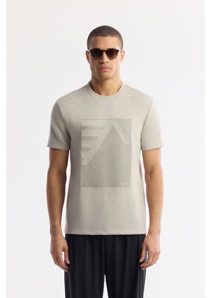 Erkek Gri Bisiklet Yaka Enjeksiyon Baskılı İnterlok T-Shirt A51Y1072