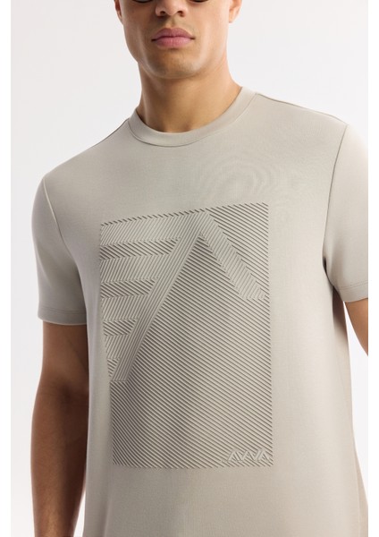 Erkek Gri Bisiklet Yaka Enjeksiyon Baskılı İnterlok T-Shirt A51Y1072