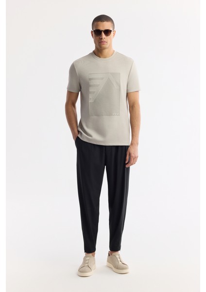 Erkek Gri Bisiklet Yaka Enjeksiyon Baskılı İnterlok T-Shirt A51Y1072