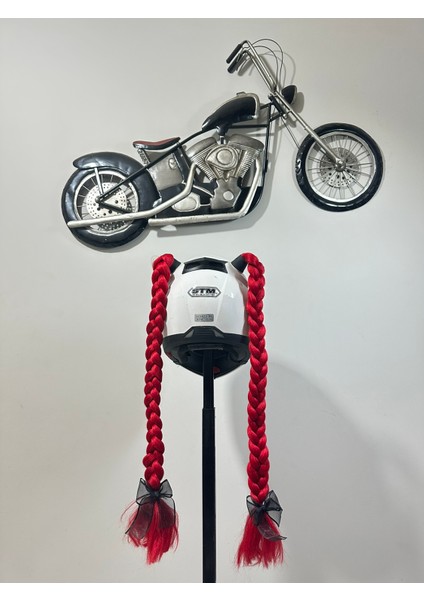 Motor & Motosiklet Kask Dış Aksesuar Çift Kırmızı Örgü Saç