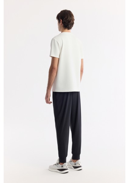 Erkek Ekru Bisiklet Yaka Hologram Baskılı İnterlok T-Shirt A51Y1006