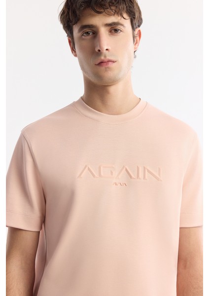 Erkek Pembe Bisiklet Yaka Baskılı Bi-Stretch İnterlok Regular Fit T-Shirt A51Y1132 fiyatları