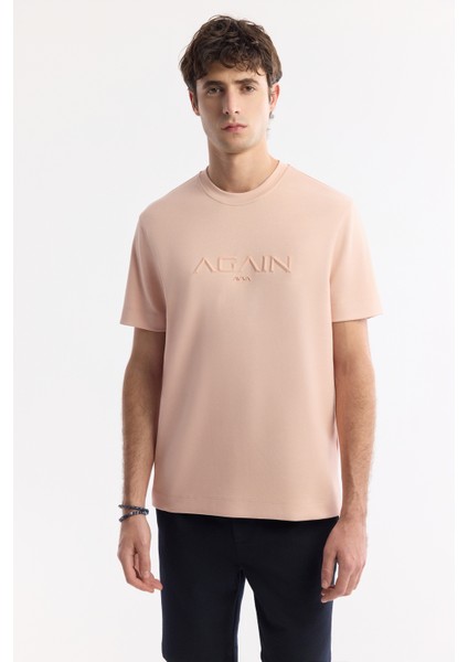 Erkek Pembe Bisiklet Yaka Baskılı Bi-Stretch İnterlok Regular Fit T-Shirt A51Y1132 indirimleri