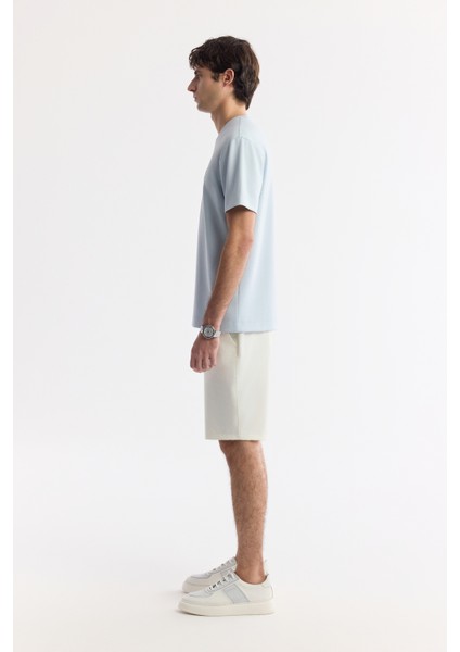 Erkek Açık Mavi Bisiklet Yaka Bi-Stretch İnterlok Regular Fit T-Shirt A51Y1132 modelleri