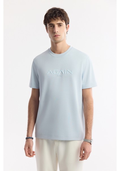 Erkek Açık Mavi Bisiklet Yaka Bi-Stretch İnterlok Regular Fit T-Shirt A51Y1132 indirimleri