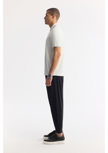 Erkek Ekru Düğmeli Polo Yaka Soft Touch Logo Detaylı T-Shirt A51Y1000