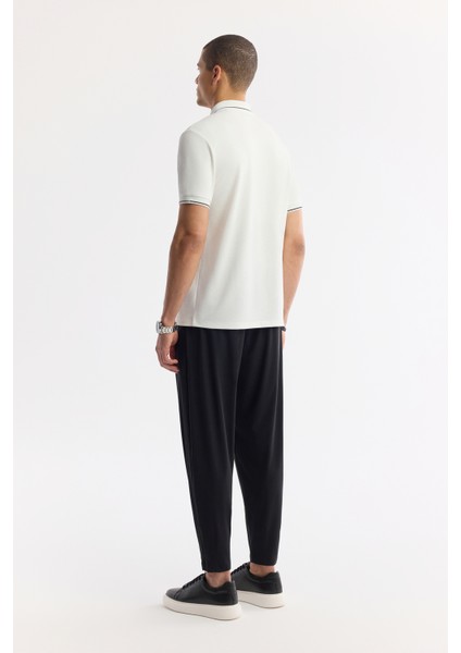Erkek Ekru Düğmeli Polo Yaka Soft Touch Logo Detaylı T-Shirt A51Y1000