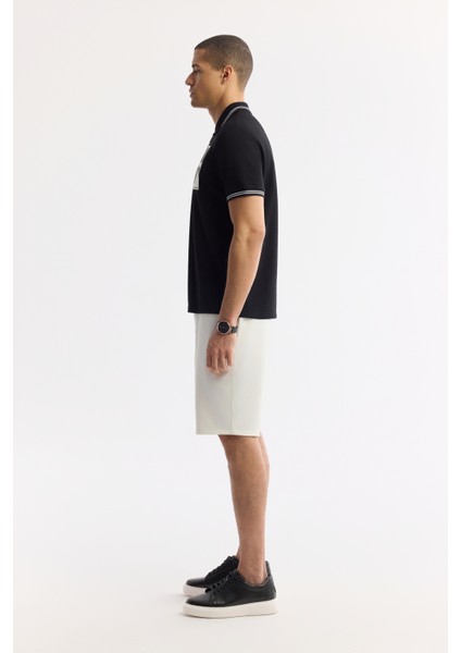 Erkek Regular Fit Siyah Polo Yaka Baskılı %100 Pamuk T-Shirt A51Y1167 modelleri