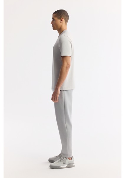 Erkek Gri Bisiklet Yaka Baskılı Bi-Stretch İnterlok Regular Fit T-Shirt A51Y1132 modelleri