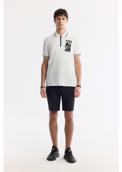 Erkek Beyaz Polo Yaka Baskılı %100 Pamuk Regular Fit T-Shirt A51Y1167 indirimleri