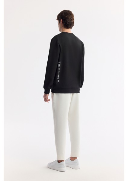 Erkek Siyah Bisiklet Yaka Baskılı İnterlok Sweatshirt A51Y1221 fırsatları