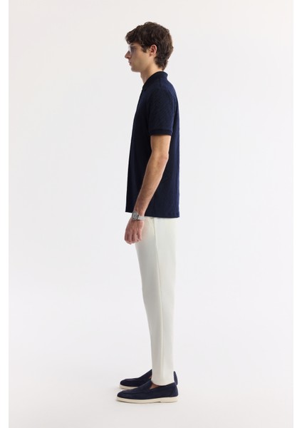 Erkek Lacivert Polo Yaka Jakarlı Regular Fit T-Shirt A51Y1090 modelleri